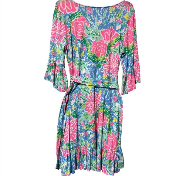 Lilly Pulitzer Kassi Dress Medium Zanzibar Blue Bunny Business - Picture 2 of 4